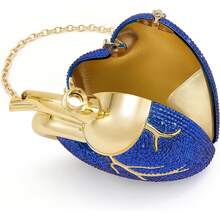 Maren - Bolsa de vidrio artificial con forma de corazón para mujer - Azul de cobalto - Ver 4
