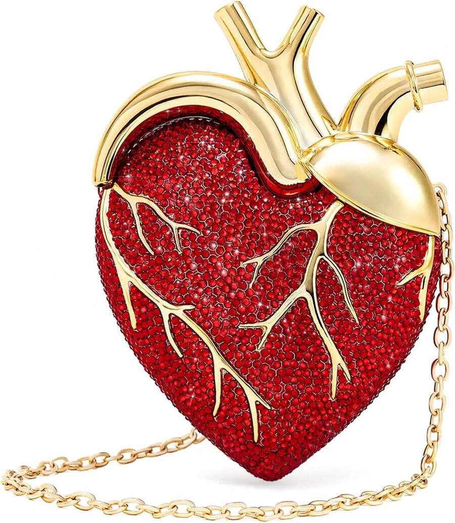 Maren - Bolsa de vidrio artificial con forma de corazón para mujer - Azul de cobalto - Ver 1