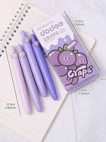 4pcs Cute Portable Retractable Gel Pens, Quick-Drying Black Ink, 0.5mm CS Tip, Stylish Design, Smooth Writing, Ideal For Back To , First Day Of School - Multicolor - View 7