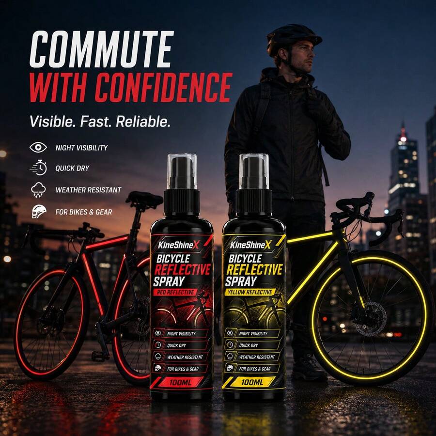 Spray reflectante de secado rápido e impermeable de alta visibilidad para seguridad y advertencia en conducción nocturna, agente reflectante brillante para bicicleta y motocicleta - Spray reflectante - Ver 1