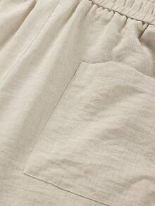 Men's Autumn Straight Leg Trousers With Drawstring Casual Work Pants Versatile Office Daily Elastic Waist Men Clothes Daily Street Sports - Apricot - View 7