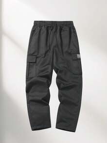 Men's All-Season Outdoor Cargo Pants, Black Multi-Pocket Work Trousers, Lightweight And Comfortable Fall - Black - View 4