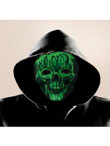 2pcs/Set Halloween Horror Glow-In-The-Dark Skeleton Mask Party Moonlight Panic Head Cover - Multicolor - View 4