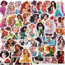 50pcs Fantasy Princess Girl Sticker Decals, Fairytale Royal Character Fashion Dress Mermaid Snow Queen Graphic Stickers For Laptop Phone Case Scrapbook Journal DIY Decor - Multicolor - View 1
