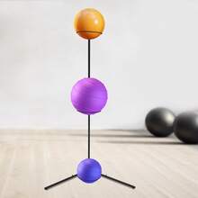 RibasuBB 3-Ball Stability Ball Rack Exercise Ball Stand Adjustable Ring Holders Fits 45–75cm Balls Corner Space-Saving Iron Frame - Default - View 3