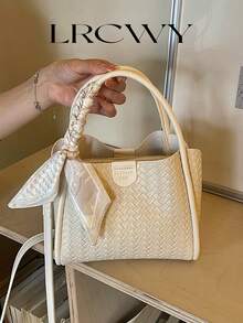 Women's Fashion Minimalist Business Commute White Handbag, Crossbody Shoulder Bag - White - View 3