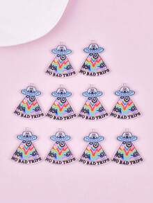 10pcs Alien Spaceship Acrylic DIY Jewelry Pendant - Multicolor - View 10