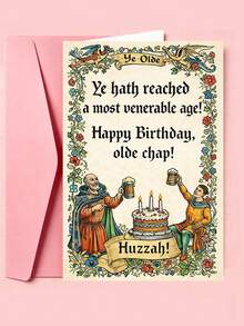 1pc Funny Birthday Card, Thickened Large Envelope Card, Vintage Medieval Birthday Card | Funny Retro Style, Suitable For Friends, Family And Colleagues - Multicolor - View 10