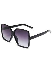 1pc Brown Large Frame Square Fashion Glasses, Elegant Beach Accessory - Multicolor - View 10