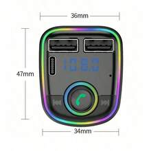 Modulador de audio MP3 para coche 3.1A, receptor de audio, 2 puertos USB de carga rápida, compatible con Apple, teléfonos Android, portátiles, adaptador de carga rápida que admite carga rápida y múltiples dispositivos, cargador de coche portátil y eficiente de carga rápida - Negro - Ver 4