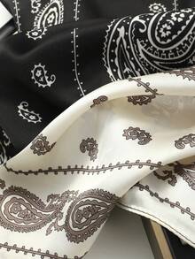 1pc Paisley Print Women's Headscarf, Fashion Headband Suitable For Styling - Black and White - View 6