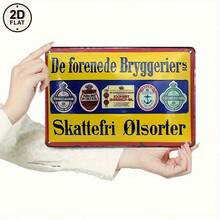 1pc Vintage Danish Beer Brand Metal Tin Sign 20.32cm x 30.48cm - Retro Brewery Wall Art with Vibrant Yellow & Blue Design, for Man Cave Bar Cafe Garage Decor, Collectible Gift for Beer Enthusiasts, Beer Accessories, 2D Flat, Perfect for Room Decor - 1PC - Übersicht 2