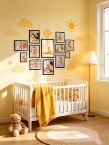 1pc Minimalist Magnetic Self-Adhesive Photo Frame, No Screws Needed, Cute House Design, Creative Children's Bedroom Decor, Father's Day Gift, Baby Gift - Multicolor - View 8