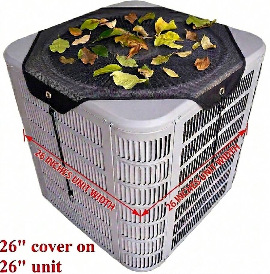 Universal Outdoor Air Conditioner Cover 26x26 Inch - Your AC Unit Width  Is 26 Inch"(Or Smaller)All-Season Waterproof & Breathable AC Protector Shield, Heavy Duty Mesh Fabric For Leaf Snow Debris Prevention, Easy Fit HVAC Unit Cover(Mesh, 26" X 26") - 66*66 cm (26*26 In) - View 1