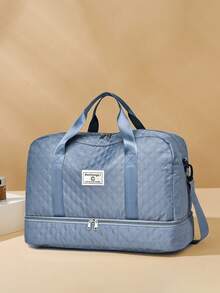 Bolsa de viaje unisex de unicolor con cremallera y compartimento independiente multifuncional para zapatos, maletas de viaje, portátil, ligera - Azul - Ver 3
