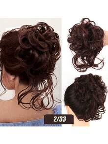 Fake Bun Hair Scrunchie, Curly Hair Scrunchie Hair Accessory, Matte Silk Fluffy Bun, Natural Messy Hair Strands Fringe Design, Suitable For Daily Commute - Multicolor - View 7