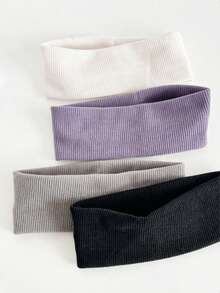 1/3/4pcs Solid Color Sports Headbands, Daily Casual Home Use Summer Hair Accessories - Multicolor - View 3