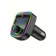 Modulador de audio MP3 para coche 3.1A, receptor de audio, 2 puertos USB de carga rápida, compatible con Apple, teléfonos Android, portátiles, adaptador de carga rápida que admite carga rápida y múltiples dispositivos, cargador de coche portátil y eficiente de carga rápida - Negro - Ver 7
