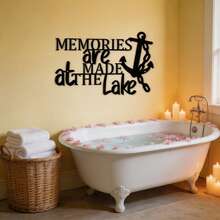 1件金屬黑色閩南風錨形牆飾，鄉村鐵製航海裝飾，附「Lake Memories」標語，耐候戶外室內花園陽台牆面雕塑，海岸風居家裝飾 - 均碼 - 查看 8