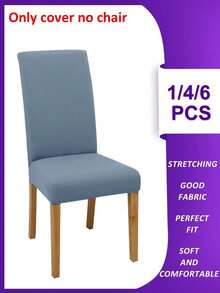 Funda para silla lisa de 4 piezas/6 piezas/8 piezas/10 piezas, fundas elásticas de poliéster desmontables para sala de estar, comedor, dormitorio, para todas las estaciones - Caqui - Ver 20