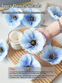 6/12件 DIY 人造花，家居婚禮派對裝飾桌花，絲花，適用於頭飾與拖鞋 - 薄荷藍 - 查看 7