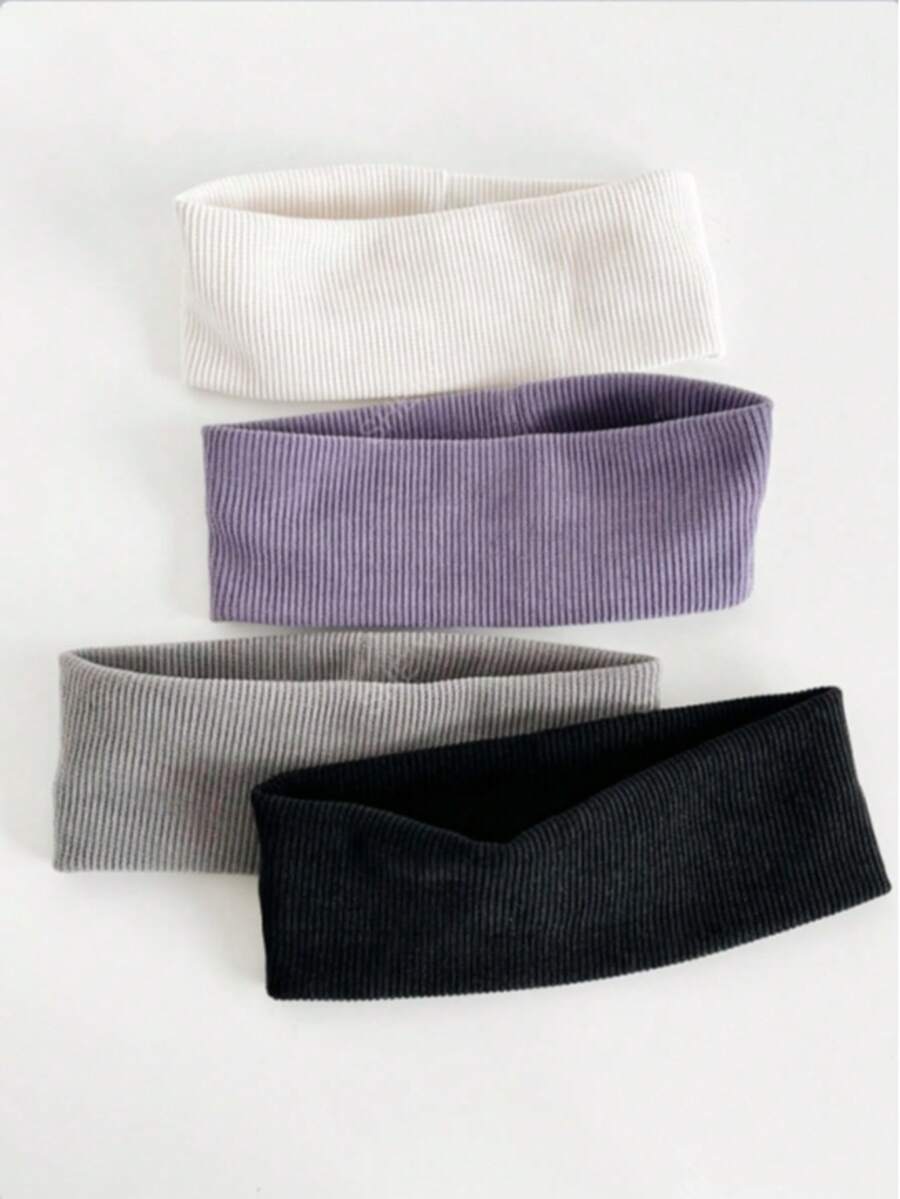 1/3/4pcs Solid Color Sports Headbands, Daily Casual Home Use Summer Hair Accessories - Multicolor - View 1