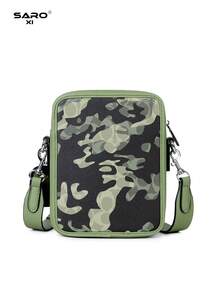 saroxi Bolso bandolera para hombre con bolsillo lateral, bolso de una sola correa, bolsa para artículos pequeños, multifuncional para ir al trabajo y uso casual, bolso para teléfono, estilo camuflaje minimalista, regalo para hombres, novio, bolso de moda - Multicolor - Ver 9