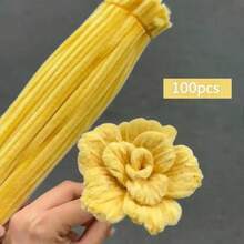 200件奶油黃雪尼爾手工毛線，柔軟紋理布料，適用於DIY手工玫瑰、藝術手工藝品和彩色花束，情人節、生日、復活節裝飾，手工裝飾材料 - 彩色 - 查看 10