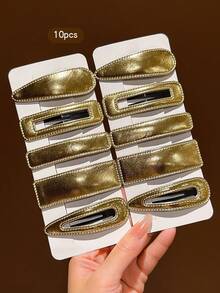 10pcs Gold Fashion Sweet Style Elegant BB Hair Clips Suitable For Daily Use - Multicolor - View 4