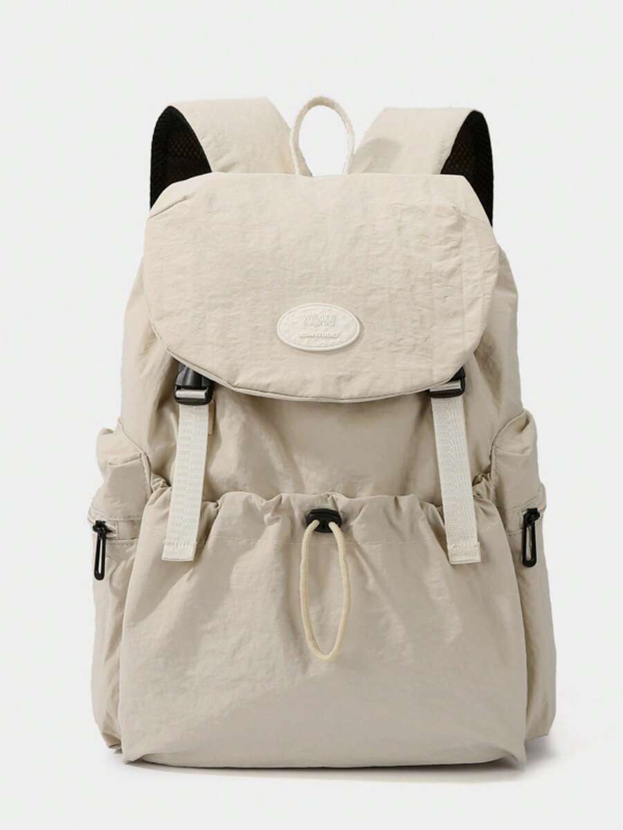 LECEY Women's Middle School High School College Student Large Capacity Backpack - White - View 1