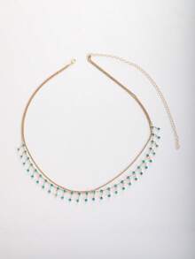 New Double-Layer Rhinestone Tassel Waist Chain Women's Beach Fashion Crystal Body Chain Waist Accessory Bikini Accessories - Gold B - View 4