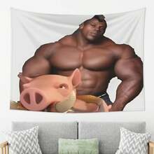 Hog Rider Bedroom Decor Tapestry, Suitable For Bedroom, Living Room, Birthday Party Decoration, Easy To Hang Home Decor Poster, Fun Design, Soft Texture, Interior Design Enthusiasts - White - View 15