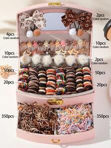 868pcs Girls Brown Tone Bowknot Flower Small Hair Clips Pom Pom Bow Hair Clips Non-Damaging Towel Ring Hair Accessories Head Clips Back Head Clips Side Clips Alligator Hair Clips For Daily Use - Multicolor - View 7