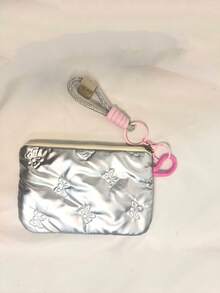 Bolsa de almacenamiento pequeña estilo japonés y coreano con diseño de nicho, color plateado con bloques de color, monedero ligero con colgante mate, bolso de moda personalizado - Plateado - Ver 6