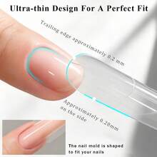 Multi-Size Reusable Clear Sandwich Nail Extension Molds, Dual Form Top & Bottom Mold Set, Create Perfect Almond & Coffin Nails, Professional Nail Art Supplies For Beginners - Multicolor - View 7