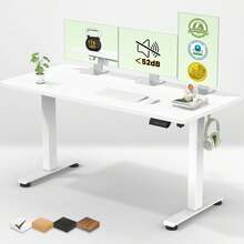 Veken - computadora eléctrico de pie de 55 Pulgadas, Altura Ajustable, Sentado para levantarse, Mesa de Trabajo, Oficina en casa, computadora, computadora de Madera, Color Blanco - Negro - - Ver 11