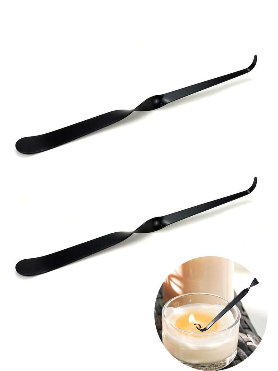 2 PCS/1 Set Stainless Steel Black Wick Dippers, Put Out Extinguish Candle Wick Dipper Candle Hook, Candle Tools, Candle Accessories Candle Hook Home Candle Wick Tools For Daily Use - Multicolor - View 1