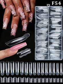 Multi-Size Reusable Clear Sandwich Nail Extension Molds, Dual Form Top & Bottom Mold Set, Create Perfect Almond & Coffin Nails, Professional Nail Art Supplies For Beginners - Multicolor - View 2
