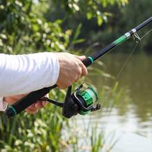 1.8m/5.9ft Telescopic Fishing Rod Set With Spinning Reel, Pre-Loaded Line & Black Carry Bag, Light Portable Freshwater Fishing Gear For All Anglers - Green - View 3
