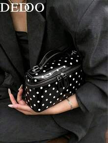 Dedoo Solid Color Litchi Texture PU Square Women's Crossbody Bag Small Wallet Daily Fashion Accessory - Black - View 10