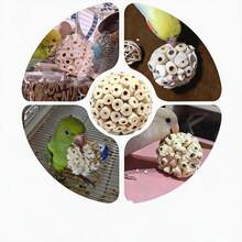 1/3/5/10個天然鳥類咀嚼球，鸚鵡喙部修剪玩具，緩解無聊，適用於虎皮鸚鵡和其他小型寵物鳥，寵物鳥用品，鳥類配件，鳥籠玩具 - A+B - 查看 2