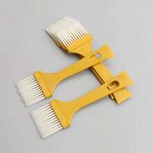 Juego de brochas multifuncionales, brochas planas de plástico #4 y #8 con cabezal raspador, cerdas suaves y mango delgado, adecuadas para pintar, limpiar, pegar, uso doméstico DIY e industrial - Amarillo - Ver 2