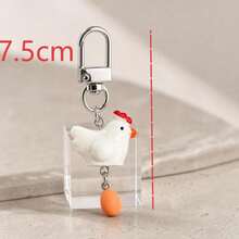 1pc Unisex Creative Healing Resin Hen Laying Egg Pendant Fried Egg Keychain Personalized Bag & Key Charm - Multicolor - View 5