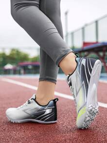 Carbon Plate Lightweight Racing Track Spikes, Breathable Cushioned Non-Slip Grip Running Shoes For Students, Competition And Training - 2688 White and Black - View 11