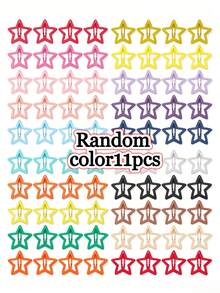 4/11pcs Random Mixed Color Star Hair Clips, Perfect For Fine Hair, Thick Hair - Fashionable Cool Decorative Set, Suitable For Carnival Party Decoration, Non-Slip Snap Small Star Colorful Hair Clips - Mixed color - View 8