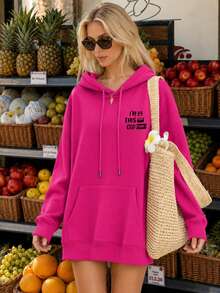 Y2K Street Pattern Print Women's Drop Shoulder Pullover Sweatshirt, Pocket Casual Pullover Sweatshirt Print Sweatshirt Women's New Regular Autumn/Winter Fashion Casual Loose Solid Color Print Long Sleeve Sweatshirt, Pullover Pullover Sweatshirt, Daily Wear, Eid Al-Adha, Commuting, Gift, Outdoor Sports Clothing - Hot Pink - View 5