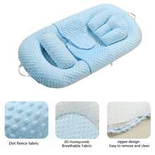 1pc Baby Nest, Portable Baby Bed, Newborn Lounger, Bean Velvet + Breathable Mesh, Reversible, Suitable For All Seasons, Fits 0-12 Months Boys And Girls - Multicolor - View 3