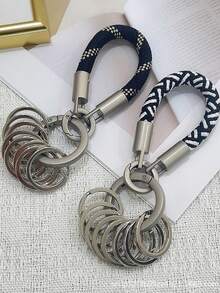 1 pieza Llavero de cuerda trenzada para hombre, cordón para llaves de coche, anillo de metal multifunción, colgante de llave de cerradura minimalista premium, herramienta de gestión de clasificación práctica y desmontable con múltiples anillos - Multicolor - Ver 6