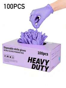 100pcs Disposable Premium Nitrile Gloves, Purple Nitrile Gloves, Suitable For Home Cleaning, Hair & Nail Care, Pet Bathing, DIY Crafts, Home Cleaning, Kitchen & Bathroom Cleaning (No Packaging Box) - Purple - View 1