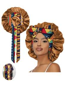 1pc Women's Silk Satin Bow Sleep Cap, Adjustable Tie And Elastic Band, Fashion Satin Hair Cap, Multiple Prints Soft Hair Cap, Suitable For Curly Hair - 1Pc NPSM - View 8